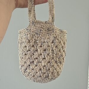 Heather Beige Crochet Tote Bag/mini Purse
